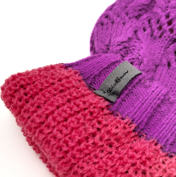 NWT Eddie Bauer First Ascent Reversible Rib Slouch Beanie in Cosmos Pink - Picture 3 of 3